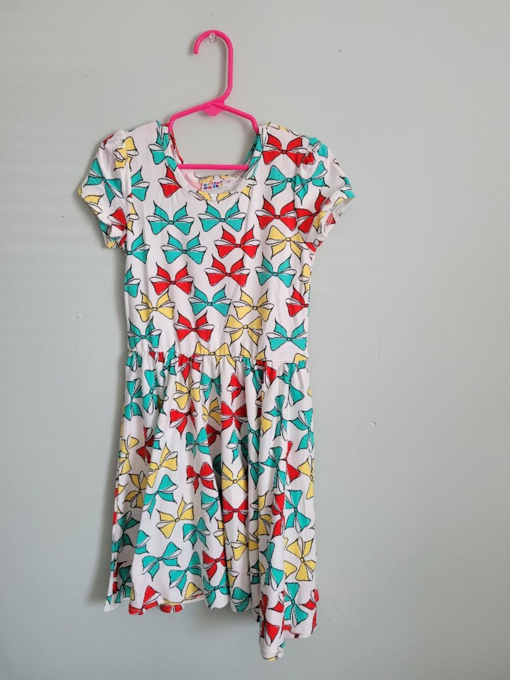 Dot Dot Smile Dress Girl's 5/6 Youth White & Colored Bows Twirl Cap Sleeve NWT